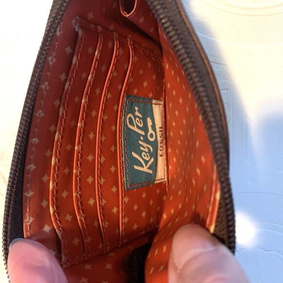 Fossil Key Per Coated Canvas Giraffe Yellow Wristlet Wallet Keyhole Logo - Picture 5 of 7